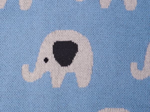Barnfilt Blå Bomull 130 x 180 cm Säng Överkast Mysig Elefant Mönster Sovrum Barnrum Modern Design