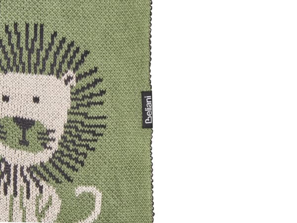 Barnepledd Grønn Bomull 130 x 180 cm Sengeteppe Koselig Løvermønster Soverom Barnerom Moderne Design