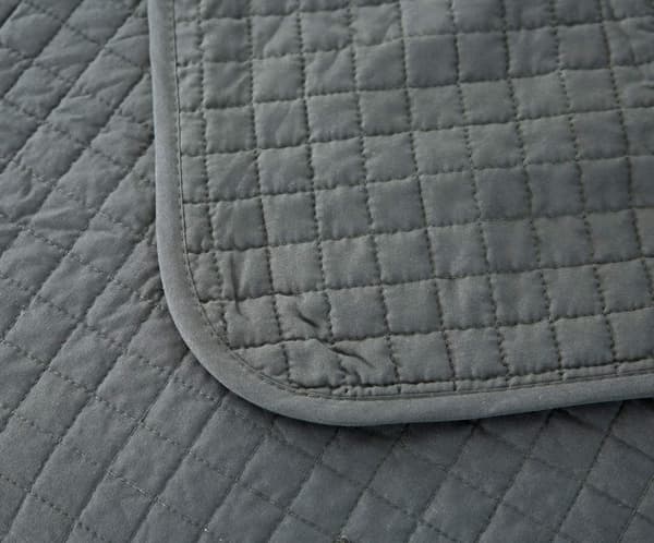 Rootz Vendbart Sengetæppe - Sofatæppe - Polyester - Åndbar - Alsidig - Mørkegrå - 360 g/m² - 1 cm Kant - 150 cm x 200 cm