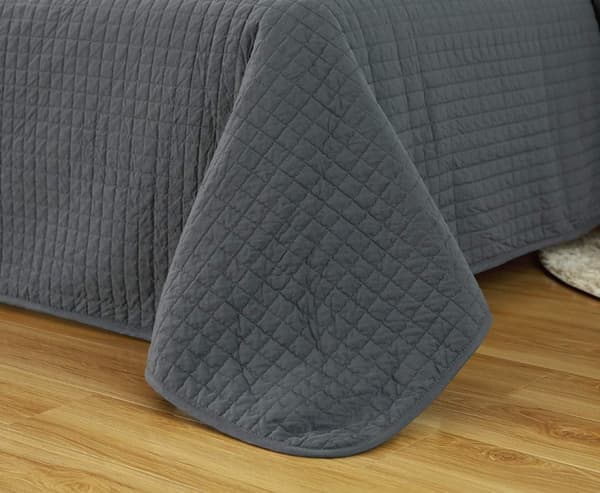 Rootz Vendbart Sengetæppe - Sofatæppe - Polyester - Åndbar - Alsidig - Mørkegrå - 360 g/m² - 1 cm Kant - 150 cm x 200 cm