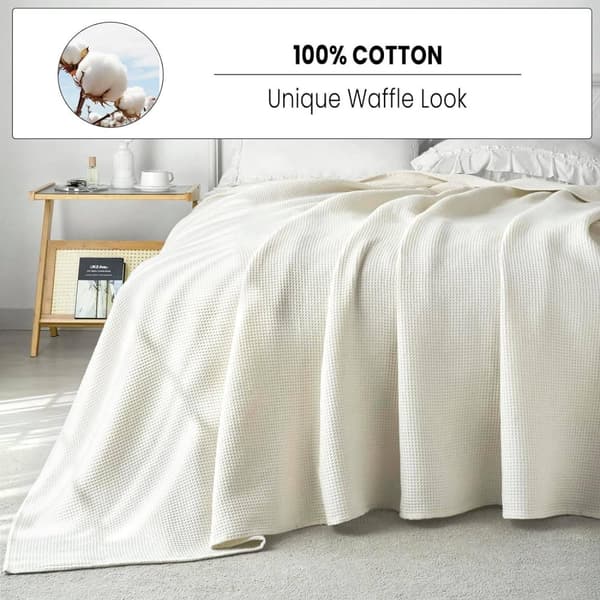 Rootz Waffle Piqué Sengetæppe - Bomuldstæppe - Let åndbar - Vaffellook - Alsidig brug - Nem pleje - 150x200 cm til 240x260 cm