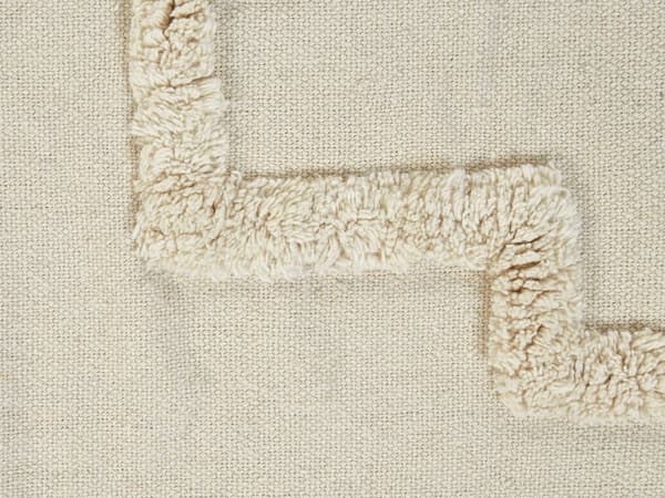 Tæppe beige bomuld 220 x 240 cm stort sengetæppe med kvaster mønstret boho-stil
