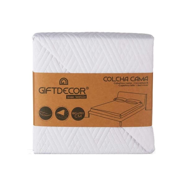 Sengetæppe med to sider 240 x 260 cm Hvid (6 enheder)