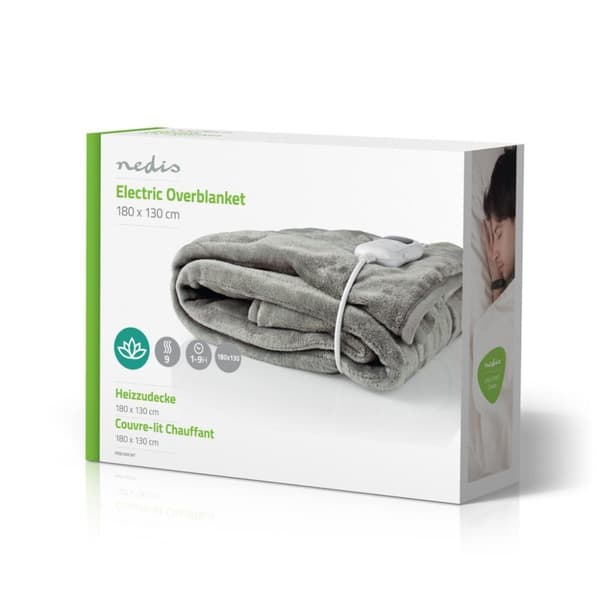 Nedis PEBL140CWT Elektrisk filt Toppfilt 180 x 130 cm 9 Värmeinställningar Indikatorlampa Överhettningsskydd