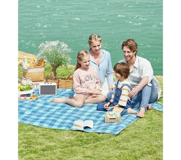 Rootz Picnic Tæppe - Udendørs måtte - Vandtæt - Bærbar - 200 cm x 200 cm - Fløjlsoverflade - Aluminiumsbelægning - Skumpolstring