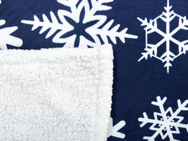 Filt Pläd Blå och Vit Flanell 150 x 200 cm Vinter Fluffig Vintersäsong Snöflinga Mönster