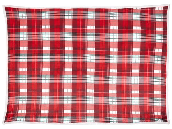 Pledd Rød Hvit Flanell 150 x 200 cm Vendbart design Rutete mønster Sengeteppe Dekorasjon Interiør Tekstiler