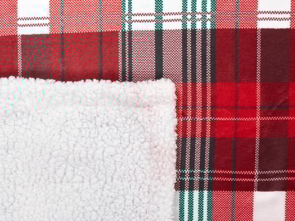 Pledd Rød Hvit Flanell 150 x 200 cm Vendbart design Rutete mønster Sengeteppe Dekorasjon Interiør Tekstiler