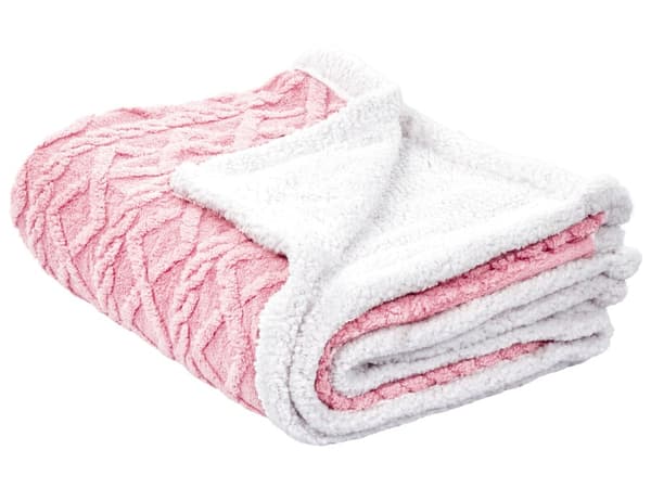 Pledd Rosa Hvit 150 x 200 cm Vendbart design Geometrisk mønster Sengeteppe Dekorasjon Interiør Tekstiler