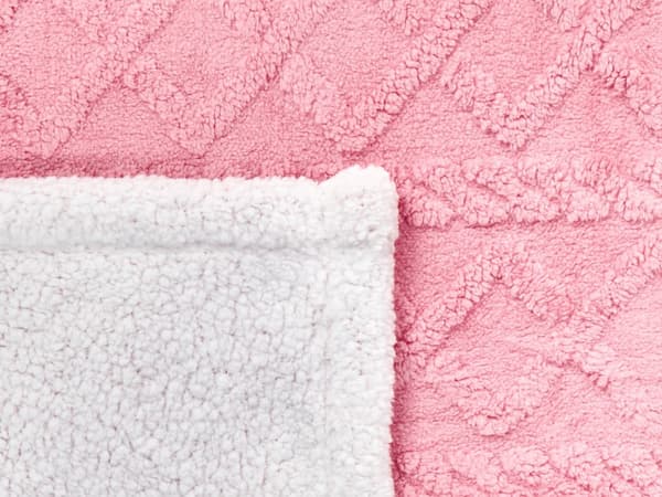 Tæppe Pink Hvid 150 x 200 cm Vendbart design Geometrisk mønster Sengetæppe Dekoration Boligtekstiler