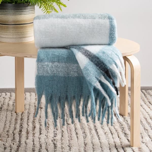 MOHAIR-PLÄCKE 5 130 X 170 CM BLÅ