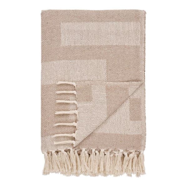 Rootz Adana Plaid -heito - viihtyisä heitto - Taupe -viltti - pehmeä kangas - 130 cm x 180cm x 0,5 cm