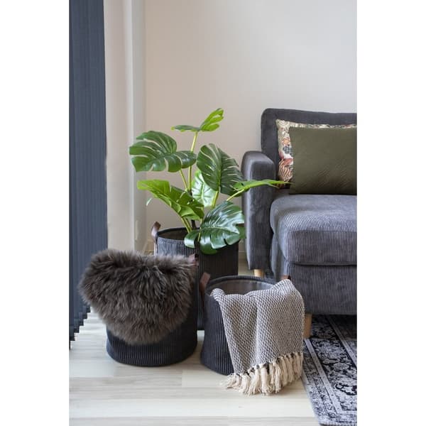 Rootz Cort Plaid Throw - Filt - Mysig täckning - Miljövänlig värme - 130 cm x 160 cm - Mörkgrå/vit återvunnen bomull