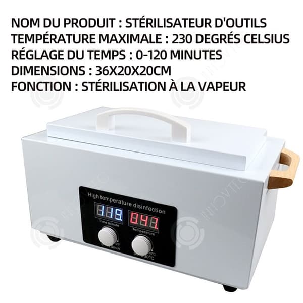 INN luftsterilisator 36x20x20cm varm 230 grader celsius maximal temperatur professionell sterilisator timer sterilisator