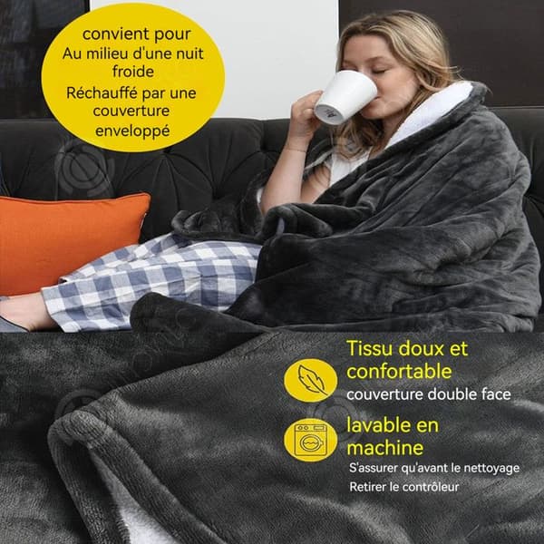INN värmedyna 150x180cm med 3 temperaturlägen Bärbar konstant flanellvärmefilt för hem och kontor