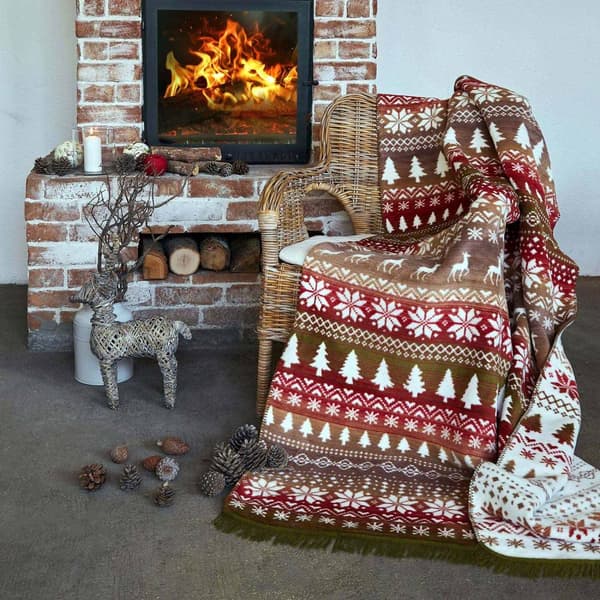 Bomuld-akryl tæppe 150x200 Darymex hvid beige bordeaux norsk mønster