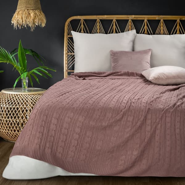 Tæppekast AKRYL-2 130x170 Eurofirany pink sweater med fletninger