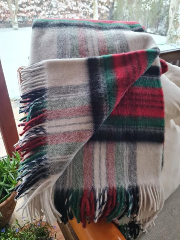 Uldtæppe med frynser 100% ULD tartan plaid
