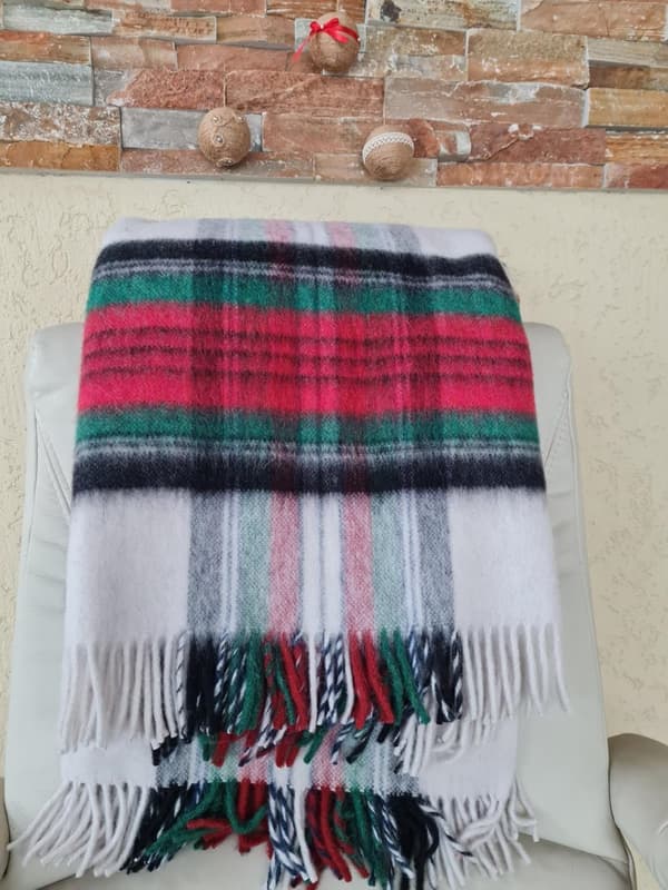 Uldtæppe med frynser 100% ULD tartan plaid