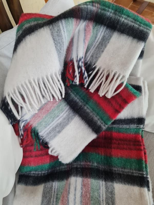 Uldtæppe med frynser 100% ULD tartan plaid