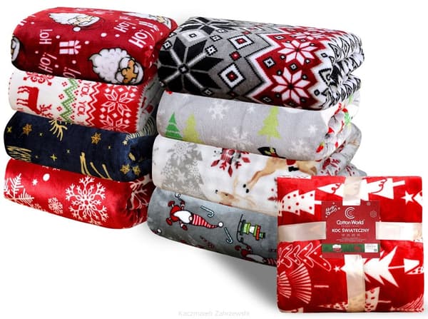 Jule fleece tæppe 160x200 stål julenisser