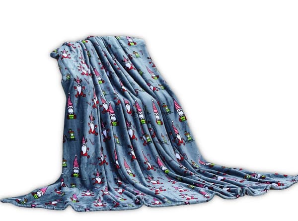Jule fleece tæppe 160x200 stål julenisser