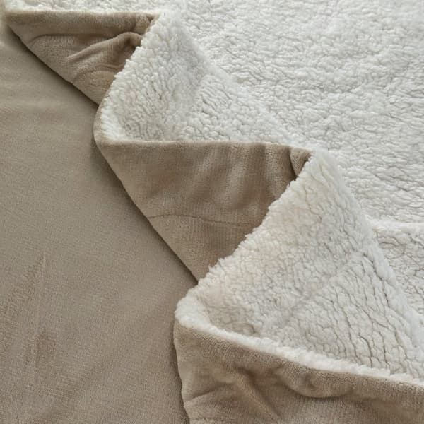 Tæppe sengetæppe Sherpa 150x200 dobbeltsidet lammebeige