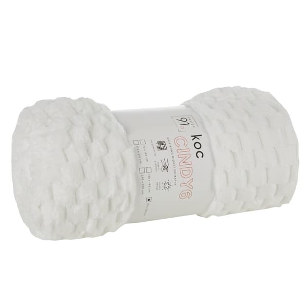 Tæppe CINDY6 70x160 Design91 hvid med 3D rumlig prægning