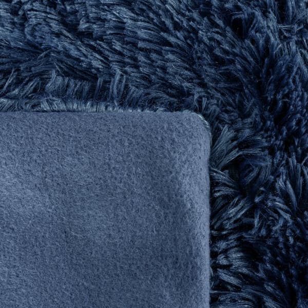 TIFANY 170x210 Design91 marinblå täcke med pälsstruktur