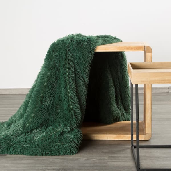 TIFANY 170x210 Design91 tæppe mørkegrøn med pelsstruktur