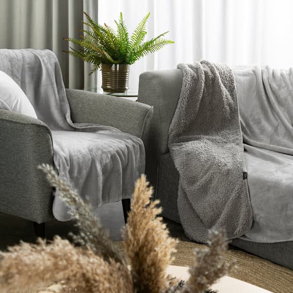 Tæppe TEDY 150x200 Eurofirany sølv blød boucle + varm fleece