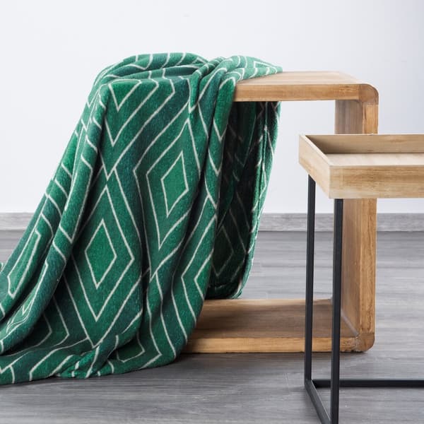 Tæppekast GEO 150x200 Design91 grønt geometrisk motiv