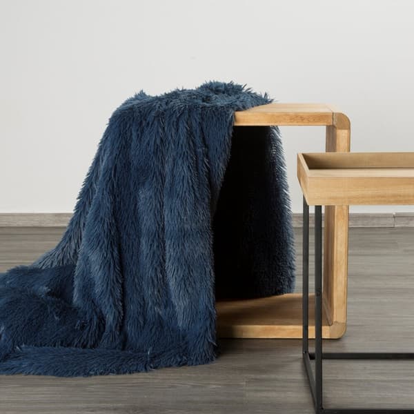 TIFANY 150x200 Design91 marineblåt tæppe med pelsstruktur