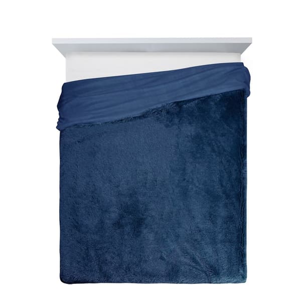 TIFANY 200x220 Design91 marineblåt tæppe med pelsstruktur