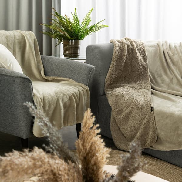 Filt TEDY 200x220 Eurofirany beige mjuk boucle + varm fleece
