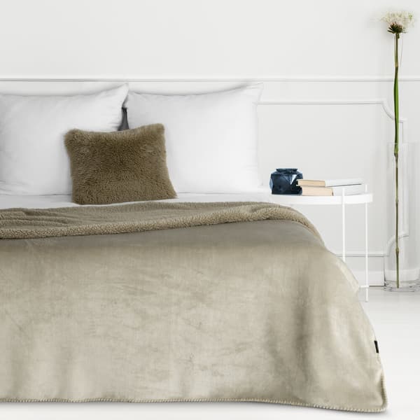 Filt TEDY 200x220 Eurofirany beige mjuk boucle + varm fleece