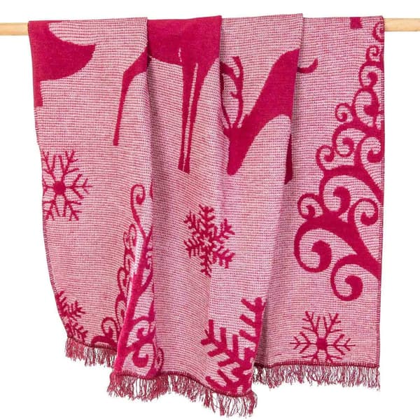 Bomuldstæppe 150x200 Darymex jule bordeaux rensdyr