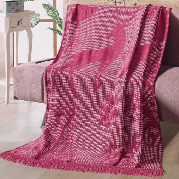 Bomuldstæppe 150x200 Darymex jule bordeaux rensdyr