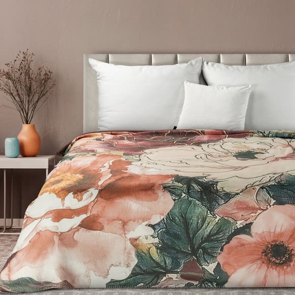 Tæppe CHLOE 150x200 Eurofirany orange grønne akvarel blomster