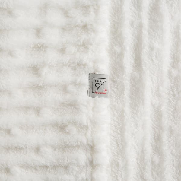 Filtsläng LISA 150x200 Design91 vit jacquardväv med ränder och bubblor