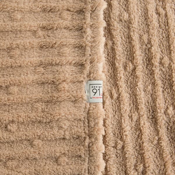 Tæppekast LISA 200x220 Design91 beige jacquardvævning med striber og bobler