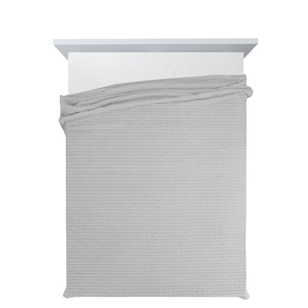 Tæppekast FISA 130x170 Design91 sølv jacquardvævning med striber og bobler