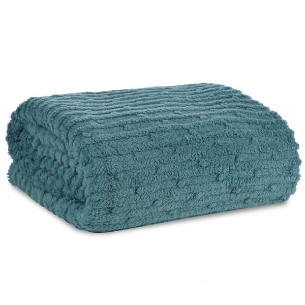 Tæppekast LISA 130x170 Design91 mint jacquardvævning i striber og bobler