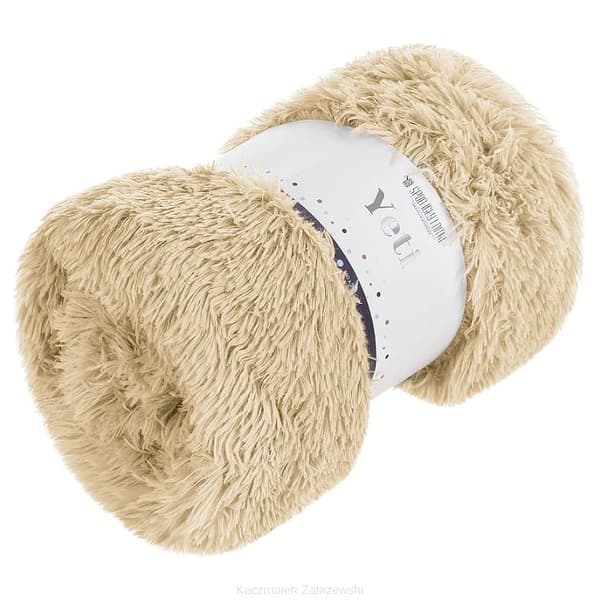 YETI 200x220 sengetæppetæppe med pelsstruktur beige