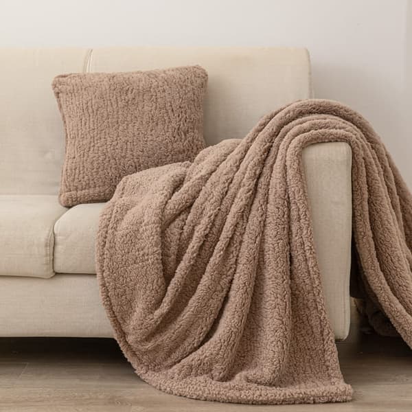 Tæppekast Dreamy boucle 150x200 brun blød boucle+lam