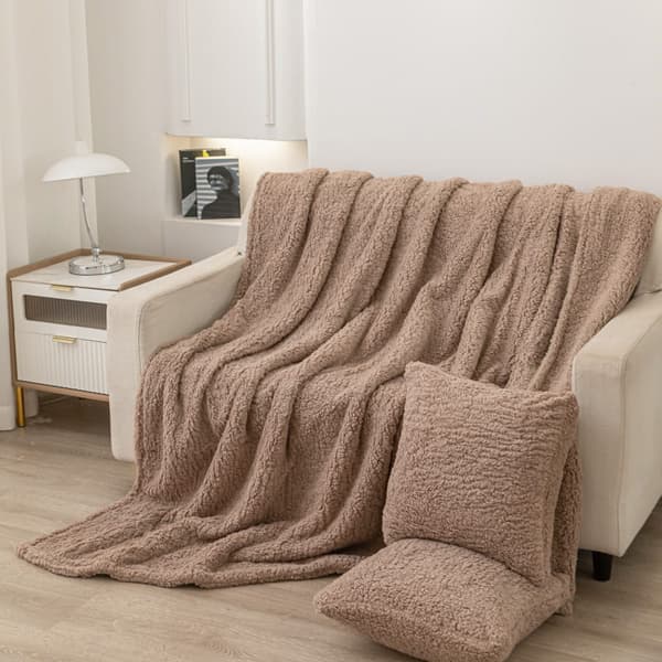 Tæppekast Dreamy boucle 150x200 brun blød boucle+lam