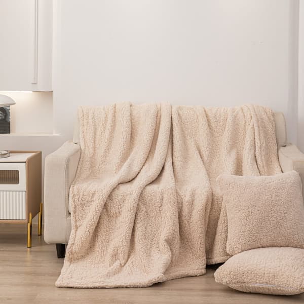 Tæppekast Dreamy boucle 150x200 beige blød boucle+lam