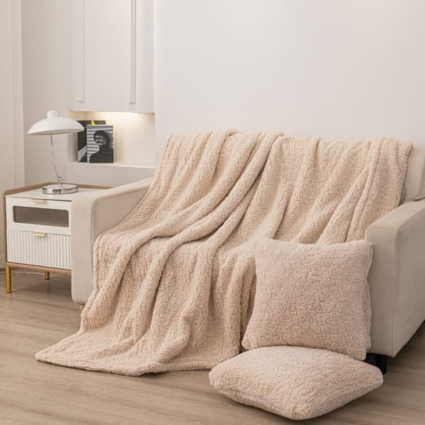 Tæppekast Dreamy boucle 150x200 beige blød boucle+lam