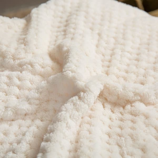 Tæppetæppe Sherpa 150x200 cremehvidt dobbeltsidet lam