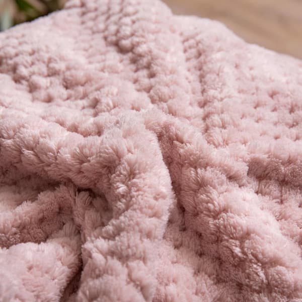 Tæppekast Sherpa 150x200 pudderrosa hvid dobbeltsidet lam